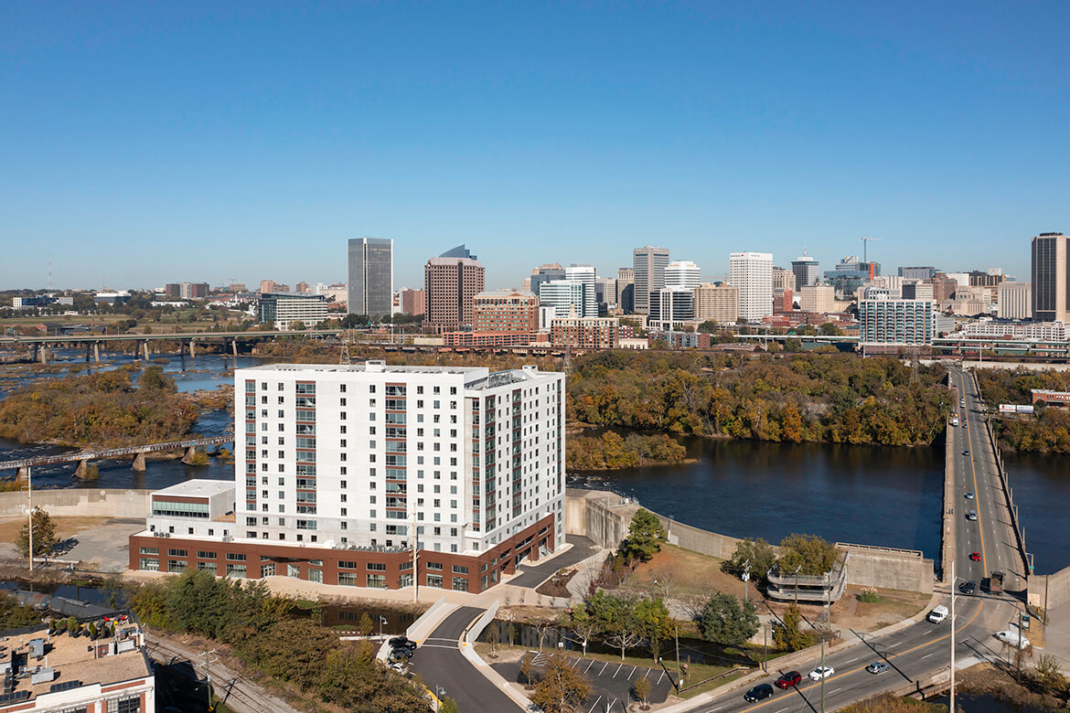 South Fall Tower Exterior w Skyline Distant